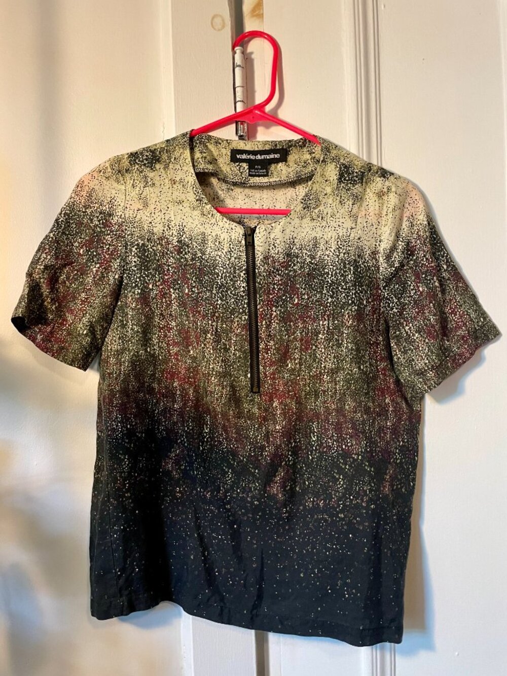 Valérie Dumaine P/S Silk-Cotton Top | Galaxy Print | Zip Neck | Made in Canada